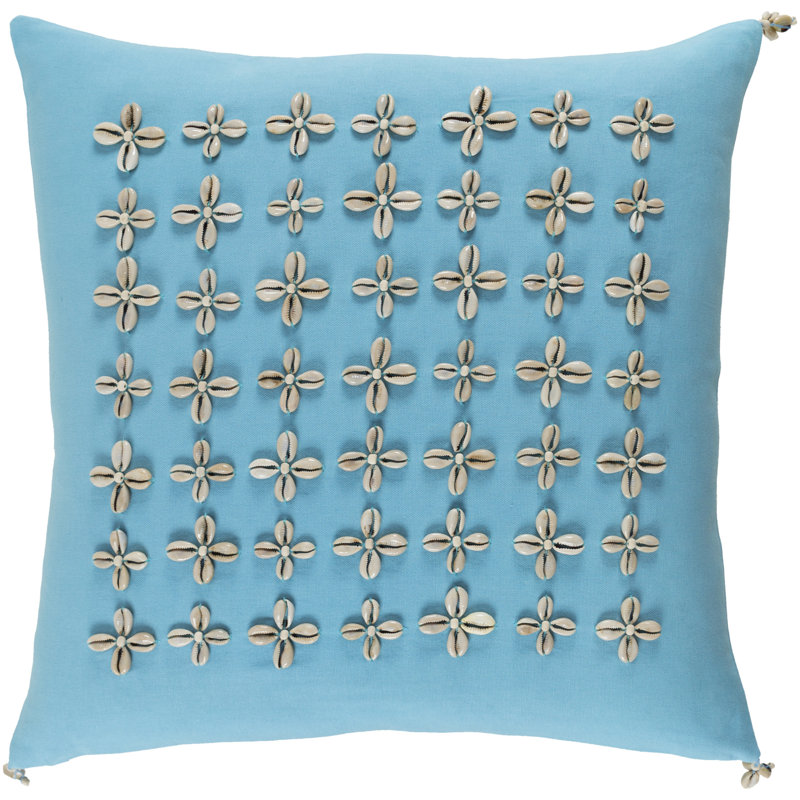 Lelei Floral Cotton Throw Pillow, 22" H x 22" W x 1" D, Blue