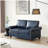 Living room sofa single sofa round armrest, navy blue artificial leather sofa with silver nails