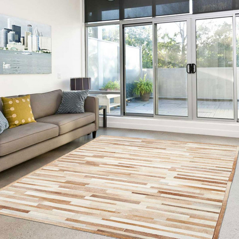 Cabello Striped Hand Woven 80cm X 150cm Area Rug