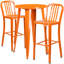 Ensemble de tables de bar rondes d'intérieur / extérieur en métal 30 po Drumfane avec 2 tabourets verticaux à dossier à lattes-33651159-68072876
