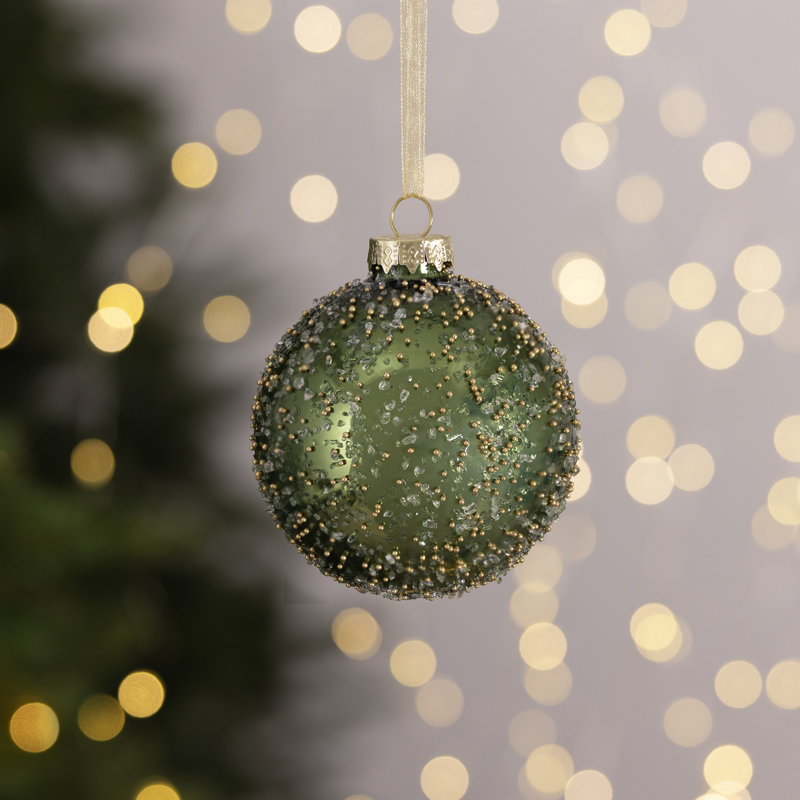 12 Piece Glass Bauble Collection, Green