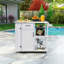 Outdoor Kitchen Island Kitchen Cart with Towel Rack, Drawer and Lockable Casters-125130103