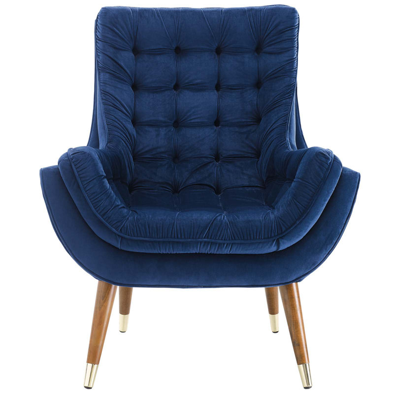 Méridienne suggérée et capitonnée en velours, Bleu marine