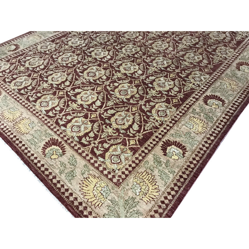 Hand-Knotted High-Quality Red and Beige Area Rug