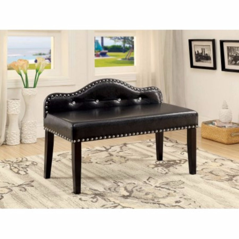 Hambright Faux Leather Upholstered Bench, Black, 27" H x 42" W x 19" D