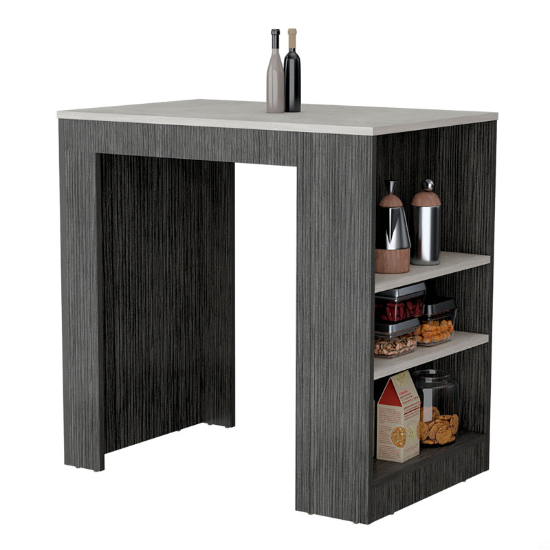 Îlot de cuisine avec 3 tablettes latérales