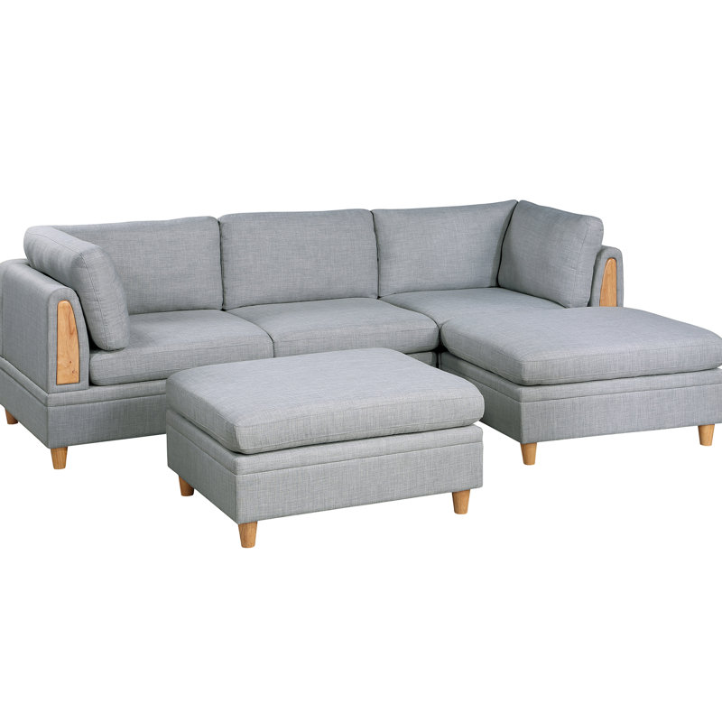 Gris délicat - 5 pièces, tissu orné, bois fabriqué 5 pièces en gris, enveloppé, fabriqué