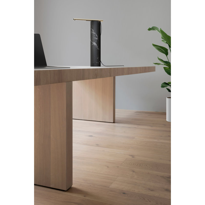13" Table Lamp, Black Marquina/Brass