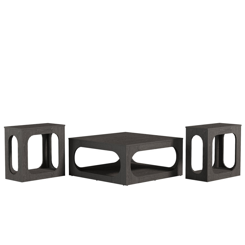 Inniss Wachter 3 Living Room Table Set, Dark Gray Oak