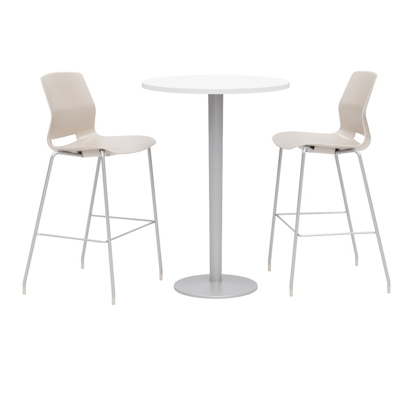 Ensemble de table de salle à manger 30 po et de chaise ronde L, Noir, noir, noir, noir, Blanc de designer