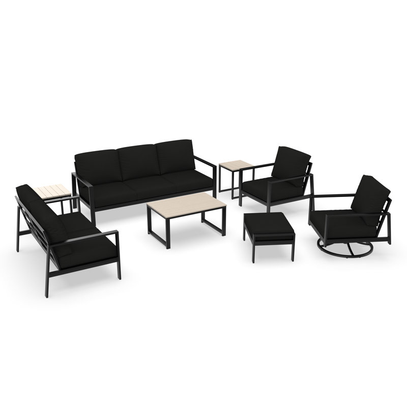 Ensemble de conversation Khosrov avec coussins Sunbrella®, Black