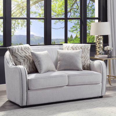Mahler Beige Linen Loveseat W/4 Pillows