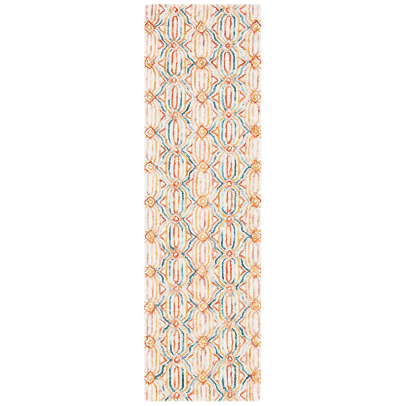 Tapis ivoire / bleu marine Rubalcava, Tapis de couloir 2 pi 3 po x 8 pi