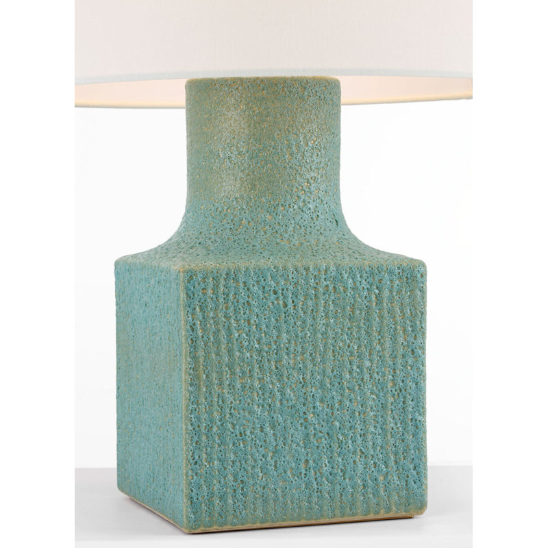 Aviva 24" Table Lamp with Linen Shade, Volanic Turquoise