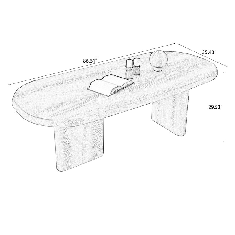 Black Oval Solid Wood Dining Tables, 29.53"H x 86.61"L x 35.43"W