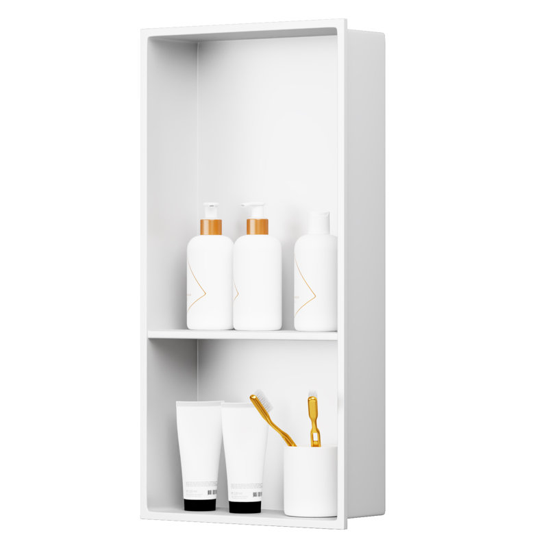 13 po X P 19 po H x 4 po D Niche de douche de salle de bain standard Installation au-dessus d'une niche en nickel brossé