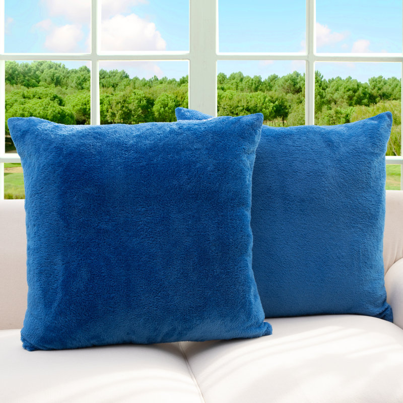 Coussin décoratif, Bleu, H 18 po x l 18 po