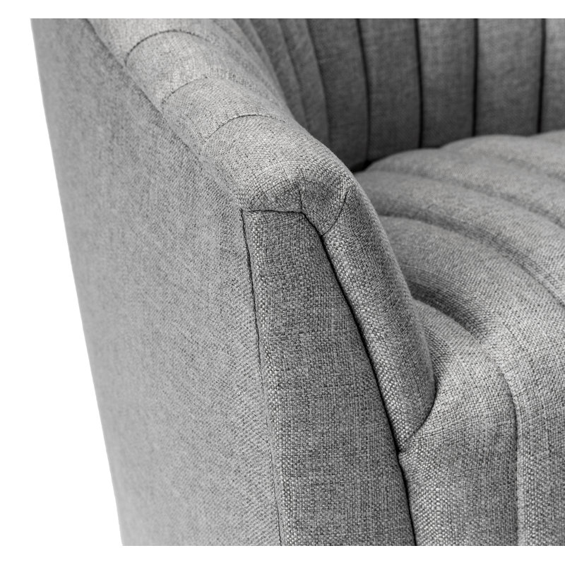 Channel Swivel Tufted Barrel Chair, Pure Gray 100% Polyester
