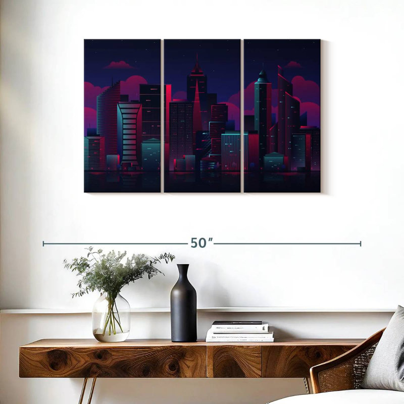 Paysage urbain de nuit Siron, H 24 po x l 38 po