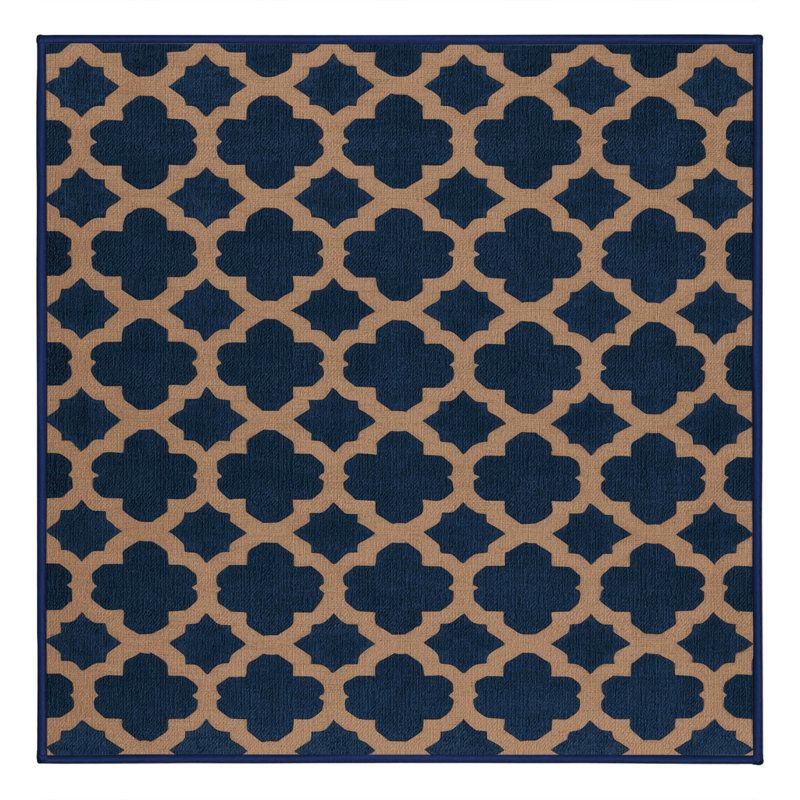 Machine Washable Trellis Grey Area Rug, Square 7'