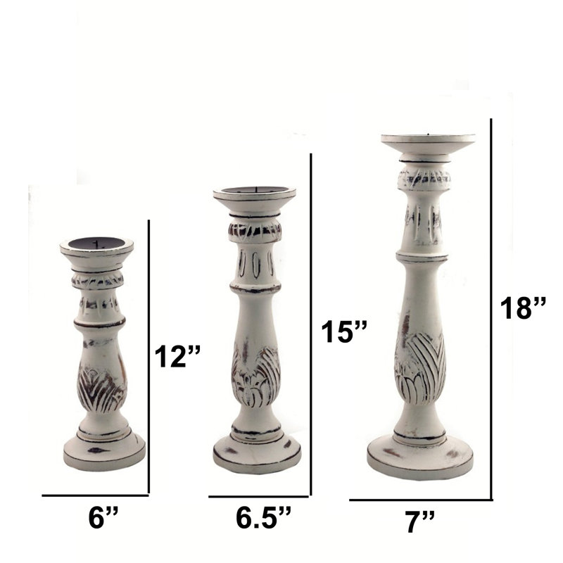 18'' H Wood Tabletop Candlestick