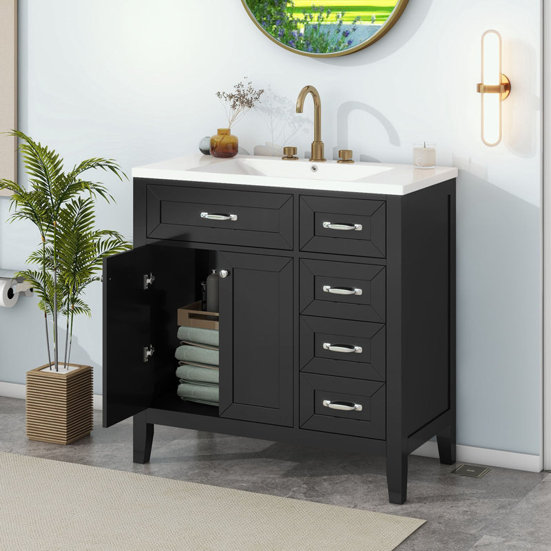 Rangement pour salle de bain Berdyne, Noir, Argent