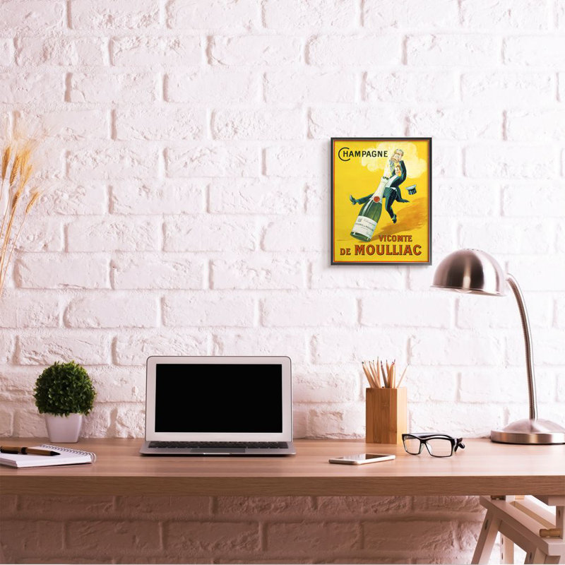 Champagne Vicomte de Moulliac Pop par Marcus Jules - impression d'art graphique, Giclée encadrée noir minuit