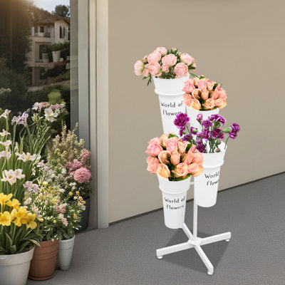 44.8X14.5” Flower Display Stand With 4 Buckets