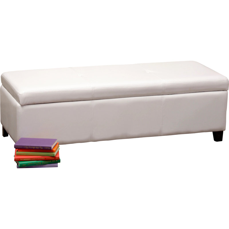 Banc de rangement rembourré en similicuir Wilber, Blanc