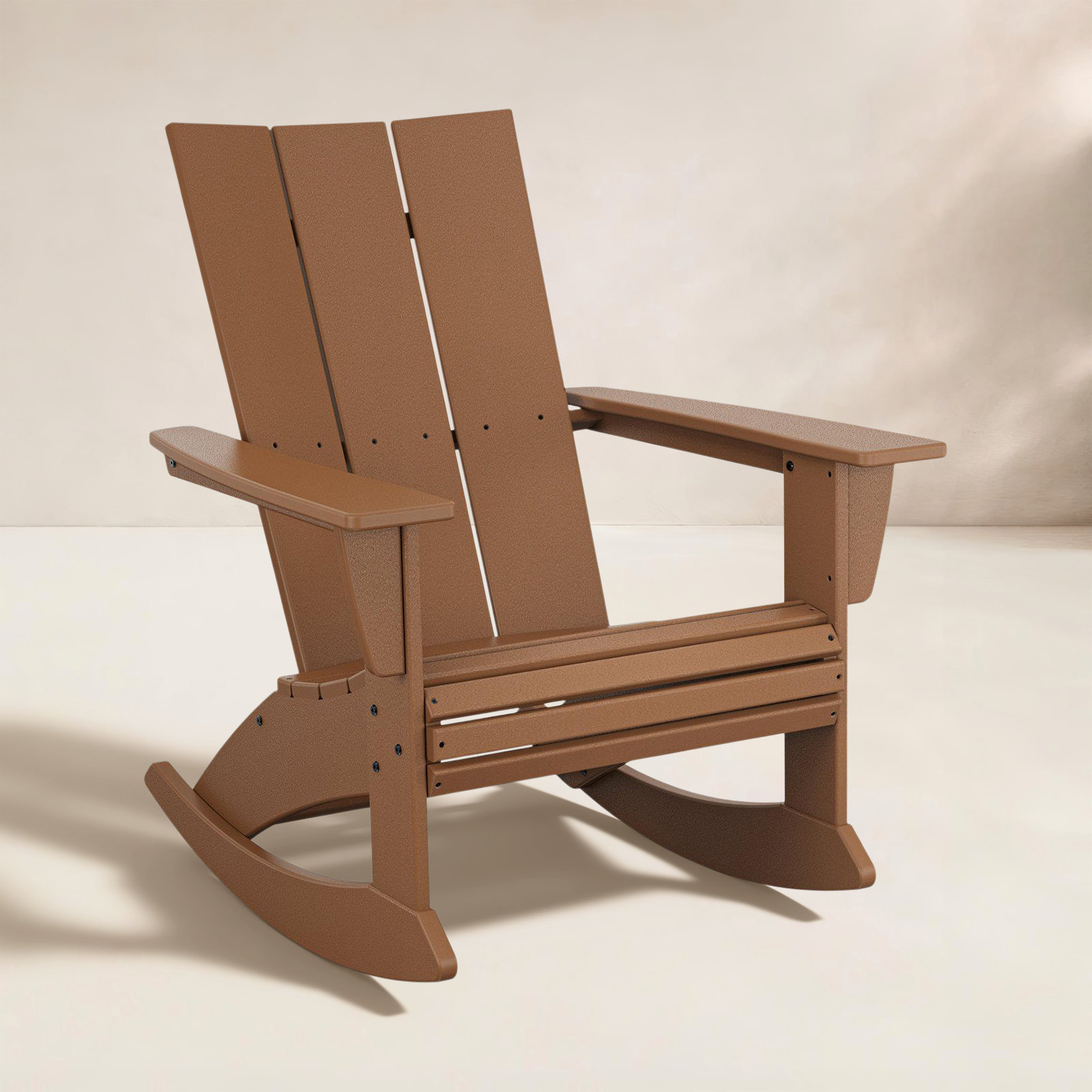 POLYWOOD® Modern Adirondack Patio Rocking Chair, Teak