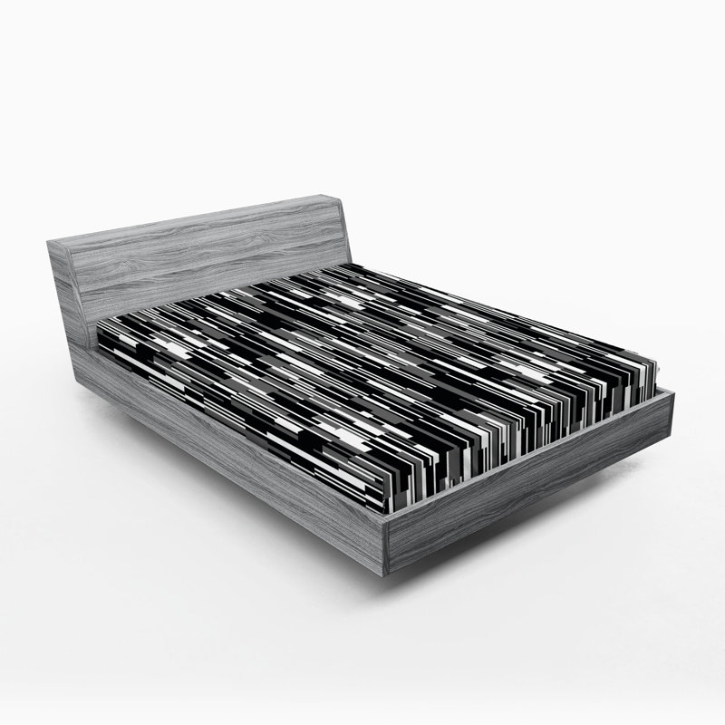 Drap-housse Ambesonne, paquet de 2, Noir / gris / blanc abstrait, Drap-housse très grand californien