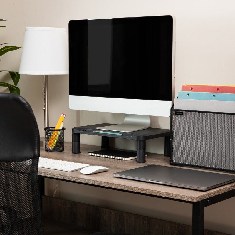 Adjustable Black Plastic Monitor Stands, Set of 2