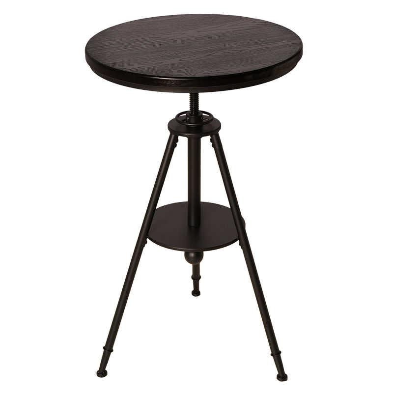 Industrial Bistro Table Vintage Cafe Table Farmhouse Round Dining Table For Kitchen Rustic Side Table Swivel Wooden Top 33.46-39.37Inch Height Adjustable