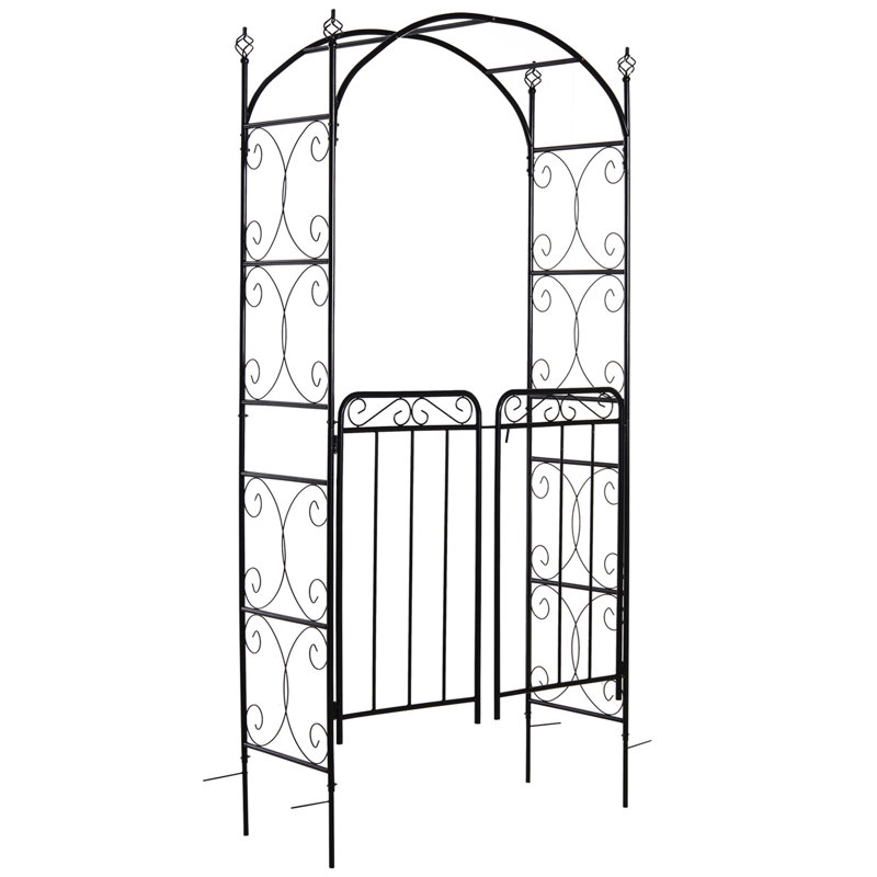 Tonnelle de jardin avec barrière, treillis en métal
