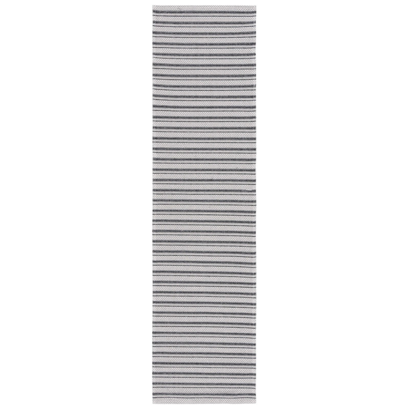 Martha Stewart Cotton Striped Rug in Charcoal/Gray, Runner 2' x 8'
