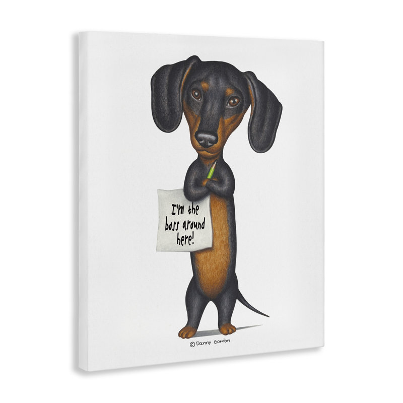 «Dachshund Im the Boss Fun Family Pet Expression» par Danny Gordan - impression d'art graphique, H 20 po x l 16 po