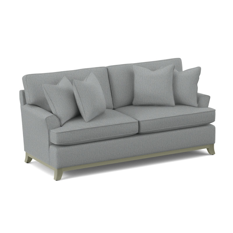 Oaks Way Sofa, Greystone Finish, Light Blue Performance Fabric; 0851-55