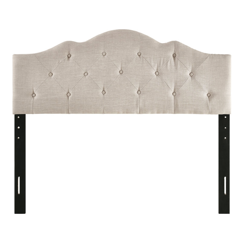 Charlie Twin Upholstered Tufted Round Headboard - Beige, Full, Gray