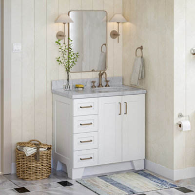 Sawyer 36'' Solid Wood Single Bathroom Vanity Base Only, Right Offset Base Cabinet without Top