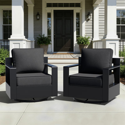 Eleanor Aluminum patio swivel rocker chairs with cushions（Set of 2）