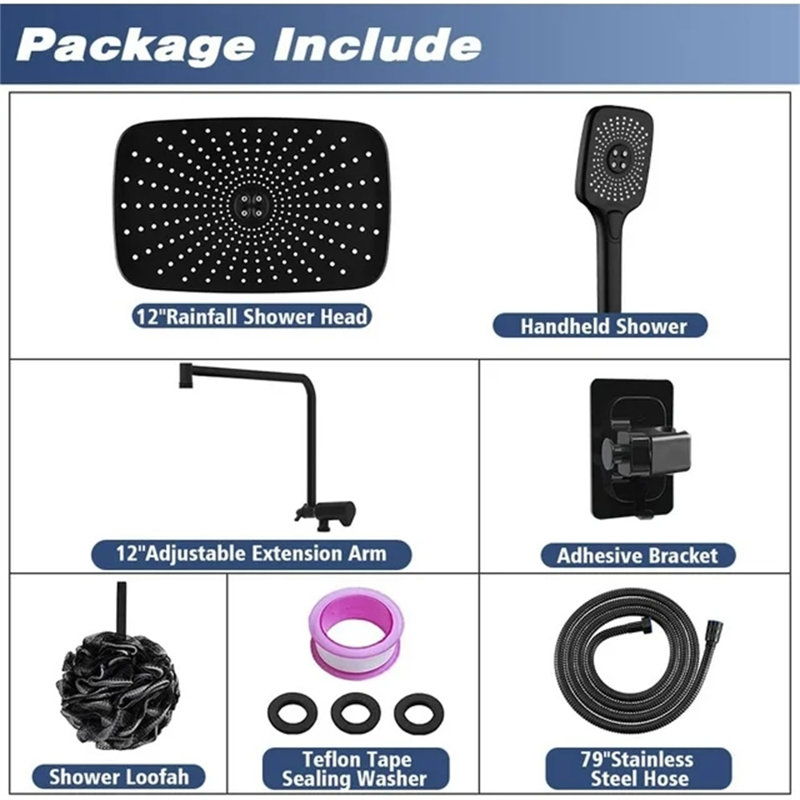 Rain Dual Shower Head 1.75 GPM GPM, Black