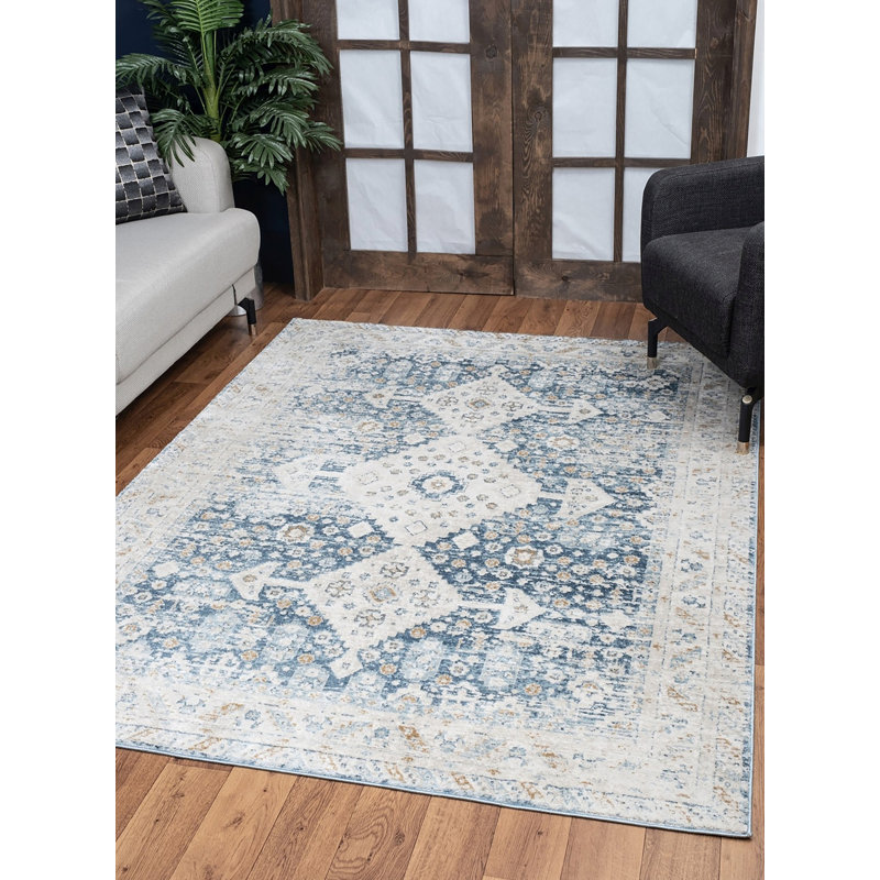 Noble Blue  Area Rug, Rectangle 2'7" x 7'3"