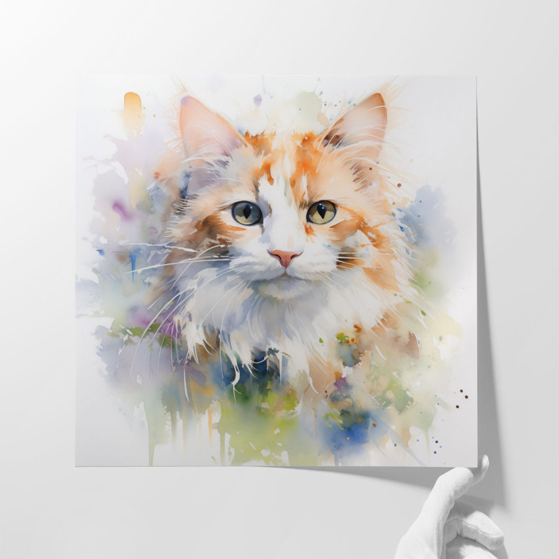 Aquarelle énergique ronronnement 3, H 40 po x l 40 po x P 1,25 po, Toile encadrée noire