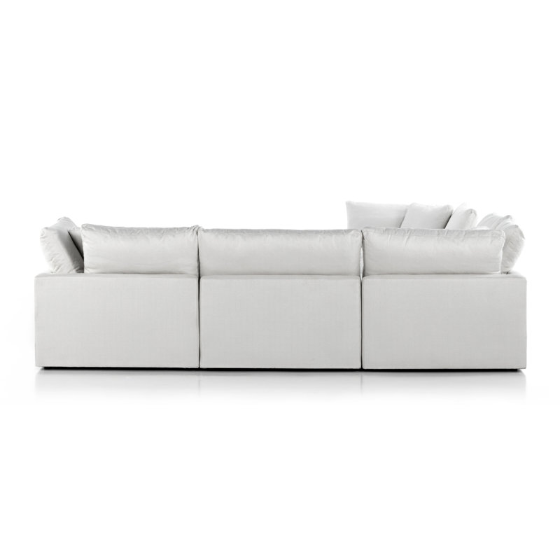 Stevie 165" Wide Right Hand Facing Anders Ivory Sofa & Chaise with Ottoman, Anders Ivory Polyester
