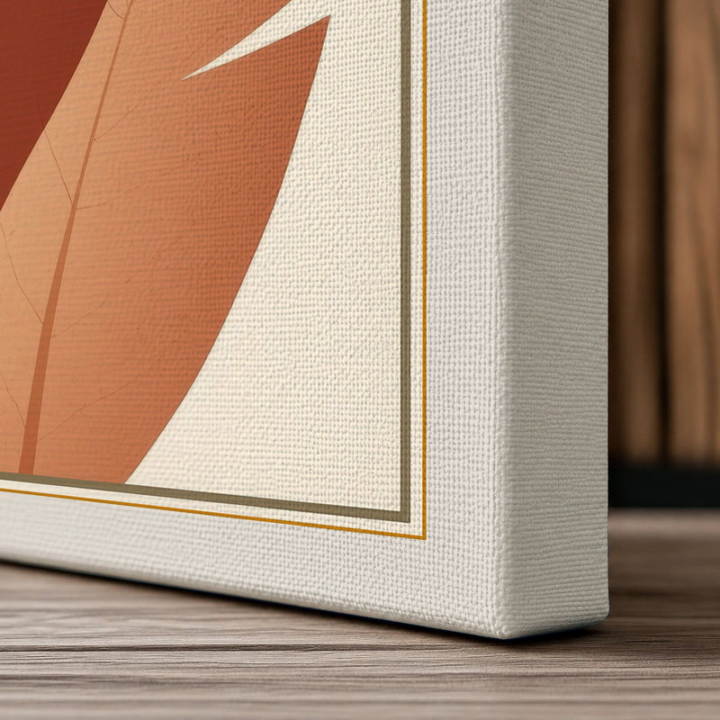 Geometric Leaf Study Botanical - Wrapped Canvas, 30x20 - 76.2 x 50.8 cm, Cream Border
