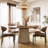 59.05", Round Faux Leather Base Dining Table For 4-6 People, Modern Wood Kitchen Table With Solid Veneer Top, Walnut