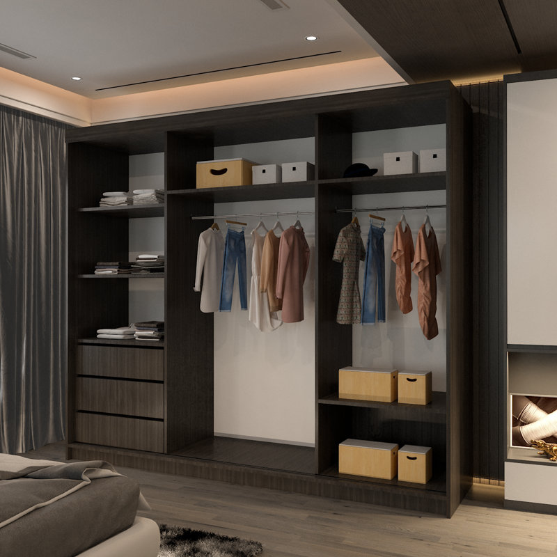 Chuipek 3 Door Manufactured Wood Wardrobe, Wenge