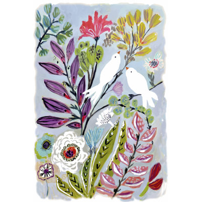 «Bird Love II» par Karen Fields - peinture sur toile tendue
