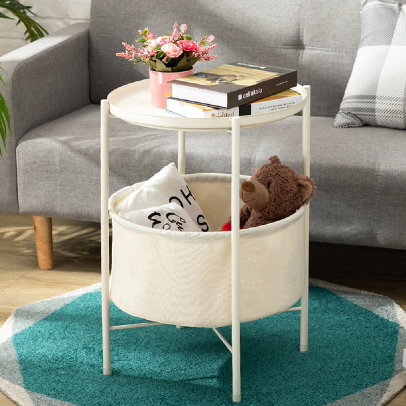 Serik Iron Tray Top End Table, White