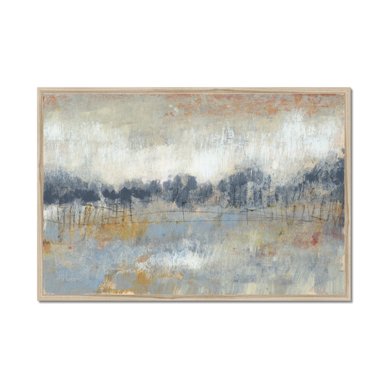 Cool Grey Horizon II by Jennifer Goldberger - Painting, Natural Wood Framed Paper Print, 55cm H x 80cm W
